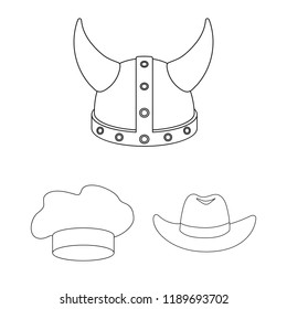 Different kinds of hats outline icons in set collection for design.Headdress vector symbol stock web illustration.