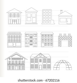 different kinds of houses and buildings - Vector Illustration