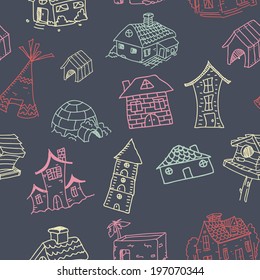 different kinds of houses seamless pattern
