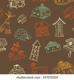 different kinds of houses seamless pattern