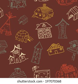 different kinds of houses seamless pattern