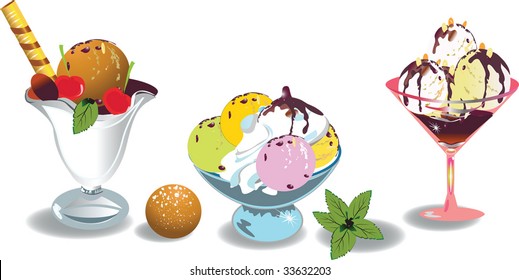 Different kinds of ice-creams