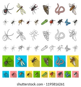 Different kinds of insects cartoon icons in set collection for design. Insect arthropod vector isometric symbol stock web illustration.