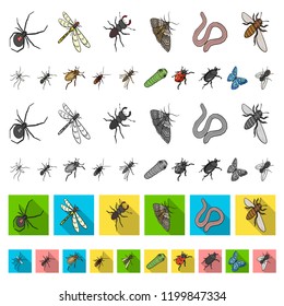 Different kinds of insects cartoon icons in set collection for design. Insect arthropod vector isometric symbol stock web illustration.