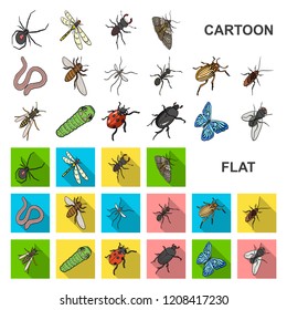 Different kinds of insects cartoon icons in set collection for design. Insect arthropod vector isometric symbol stock web illustration.