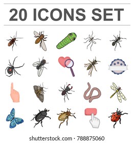 Different kinds of insects cartoon icons in set collection for design. Insect arthropod vector isometric symbol stock web illustration.