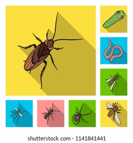 Different kinds of insects flat icons in set collection for design. Insect arthropod vector isometric symbol stock web illustration.