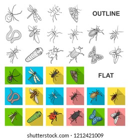 Different kinds of insects flat icons in set collection for design. Insect arthropod vector isometric symbol stock web illustration.