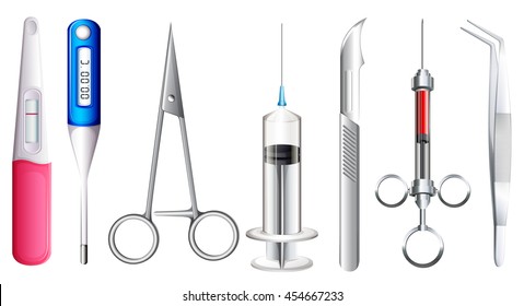 Different kinds of medical equipment illustration