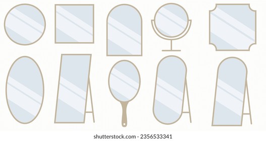 Different kinds of modern simple mirror illustrations.