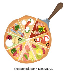 Different kinds of pizza illustration vector on white background