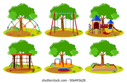 Different kinds play in park illustration