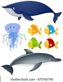 Different kinds of sea animals illustration