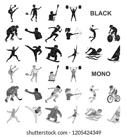 Different kinds of sports black icons in set collection for design. Athlete, competitions vector symbol stock web illustration. Different kinds of sports black icons in set collection for design. Athlete, competitions vector symbol stock web illustration.
