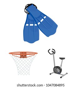 Different kinds of sports cartoon icons in set collection for design. Sport equipment vector symbol stock web illustration.