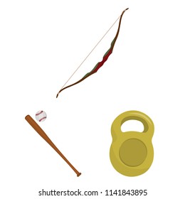 Different kinds of sports cartoon icons in set collection for design. Sport equipment vector symbol stock web illustration.