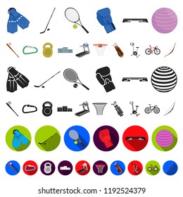 Different kinds of sports cartoon icons in set collection for design. Sport equipment vector symbol stock web illustration.