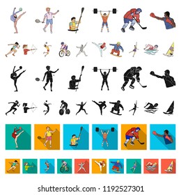 Different kinds of sports cartoon icons in set collection for design. Athlete, competitions vector symbol stock web illustration.