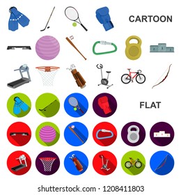 Different kinds of sports cartoon icons in set collection for design. Sport equipment vector symbol stock web illustration.