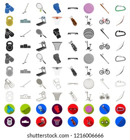Different kinds of sports cartoon icons in set collection for design. Sport equipment vector symbol stock web illustration.