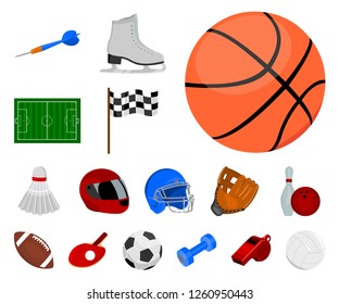 Different kinds of sports cartoon icons in set collection for design. Sport equipment vector symbol stock web illustration.
