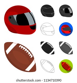 Different kinds of sports cartoon,black,flat,monochrome,outline icons in set collection for design. Sport equipment vector symbol stock web illustration.