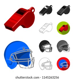 Different kinds of sports cartoon,black,flat,monochrome,outline icons in set collection for design. Sport equipment vector symbol stock web illustration.