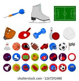 Different kinds of sports cartoon,flat icons in set collection for design. Sport equipment vector symbol stock web illustration.