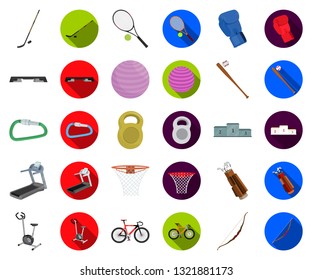 Different kinds of sports cartoon,flat icons in set collection for design. Sport equipment vector symbol stock web illustration.