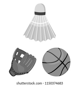 Different kinds of sports monochrome icons in set collection for design. Sport equipment vector symbol stock web illustration.