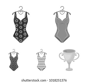 Different kinds of swimsuits. Swimsuits set collection icons in monochrome style vector symbol stock illustration web.