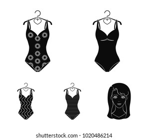 Different kinds of swimsuits. Swimsuits set collection icons in black style vector symbol stock illustration web.