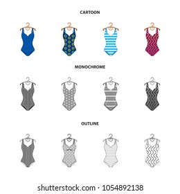 Different kinds of swimsuits. Swimsuits set collection icons in cartoon,outline,monochrome style vector symbol stock illustration web.