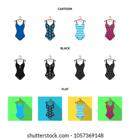 Different kinds of swimsuits. Swimsuits set collection icons in cartoon,black,flat style vector symbol stock illustration web.