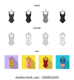 Different kinds of swimsuits. Swimsuits set collection icons in black,flat,outline style vector symbol stock illustration web.
