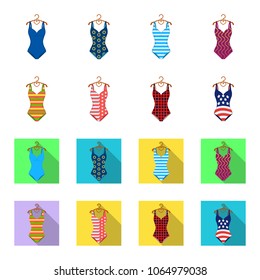 Different kinds of swimsuits. Swimsuits set collection icons in cartoon,flat style vector symbol stock illustration web.