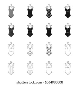 Different kinds of swimsuits. Swimsuits set collection icons in black,outline style vector symbol stock illustration web.