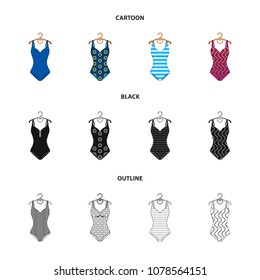 Different kinds of swimsuits. Swimsuits set collection icons in cartoon,black,outline style vector symbol stock illustration web.