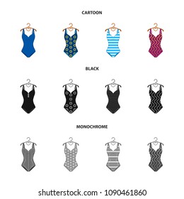 Different kinds of swimsuits. Swimsuits set collection icons in cartoon,black,monochrome style vector symbol stock illustration web.