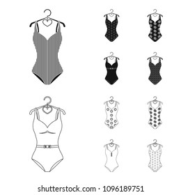 Different kinds of swimsuits. Swimsuits set collection icons in black,outline style vector symbol stock illustration web.