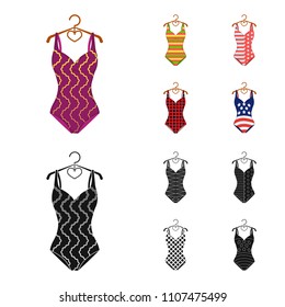 Different kinds of swimsuits. Swimsuits set collection icons in cartoon,black style vector symbol stock illustration web.