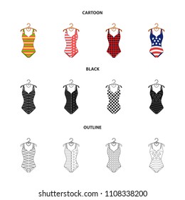 Different kinds of swimsuits. Swimsuits set collection icons in cartoon,black,outline style vector symbol stock illustration web.