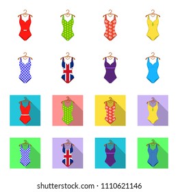 Different kinds of swimsuits. Swimsuits set collection icons in cartoon,flat style vector symbol stock illustration web.