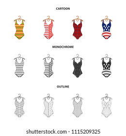 Different kinds of swimsuits. Swimsuits set collection icons in cartoon,outline,monochrome style vector symbol stock illustration web.