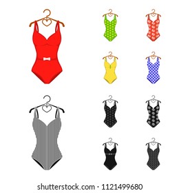 Different kinds of swimsuits. Swimsuits set collection icons in cartoon,black style vector symbol stock illustration web.