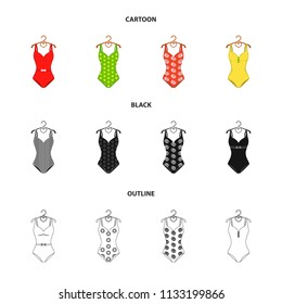 Different kinds of swimsuits. Swimsuits set collection icons in cartoon,black,outline style vector symbol stock illustration web.