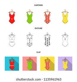 Different kinds of swimsuits. Swimsuits set collection icons in cartoon,outline,flat style vector symbol stock illustration web.