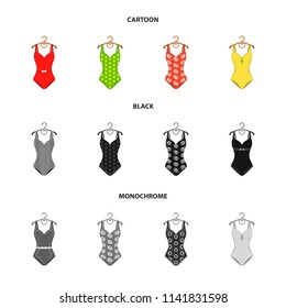 Different kinds of swimsuits. Swimsuits set collection icons in cartoon,black,monochrome style vector symbol stock illustration web.