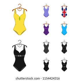 Different kinds of swimsuits. Swimsuits set collection icons in cartoon,black style vector symbol stock illustration web.