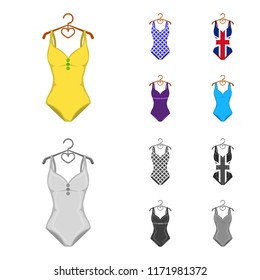Different kinds of swimsuits. Swimsuits set collection icons in cartoon,monochrome style vector symbol stock illustration web.